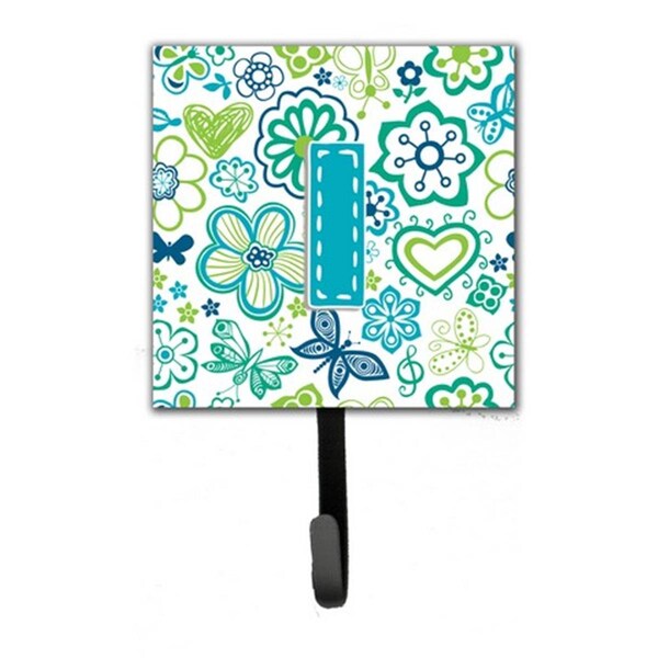 Jensendistributionservices Letter I Flowers And Butterflies Teal Blue Leash & Key Holder MI1658324 - main